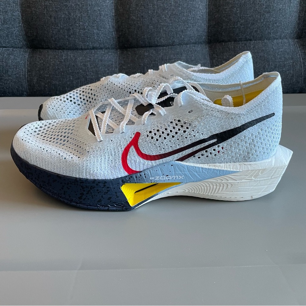 Nike Men's ZoomX Vaporfly Next% 3 White Red Yellow Racing HJ9079-100 NEW